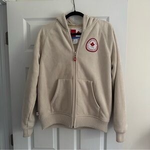 Size M HBC Hudson Bay Vintage Olympic Team Canada Faux Suede Tan Hoodie